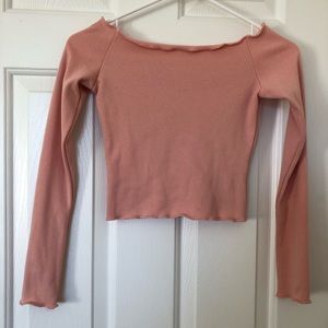 SHEIN Pink Long Sleeve Crop Top